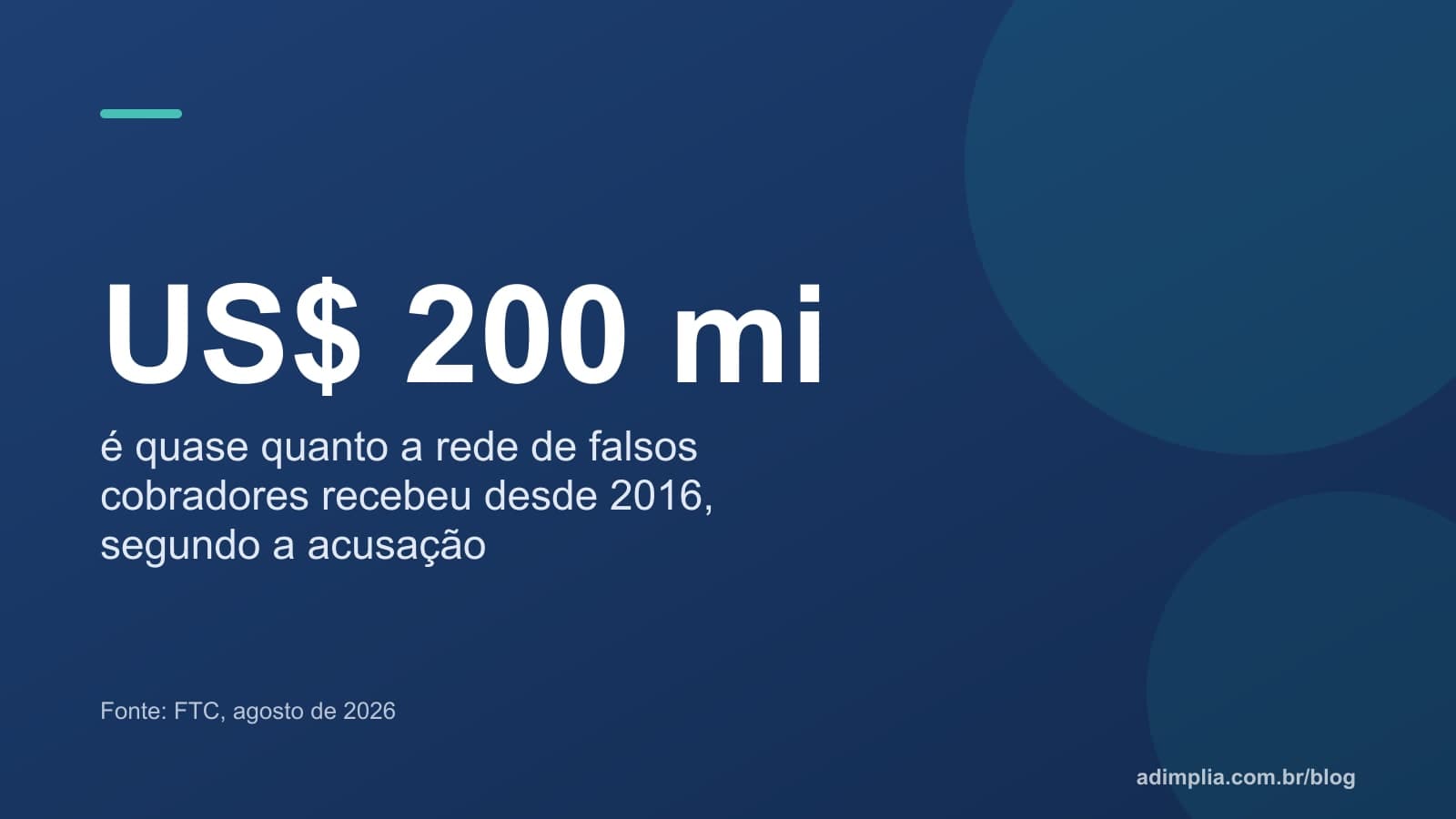 Cartão de dado: quase US$ 200 milhões recebidos pela rede de falsos cobradores desde 2016, segundo a FTC